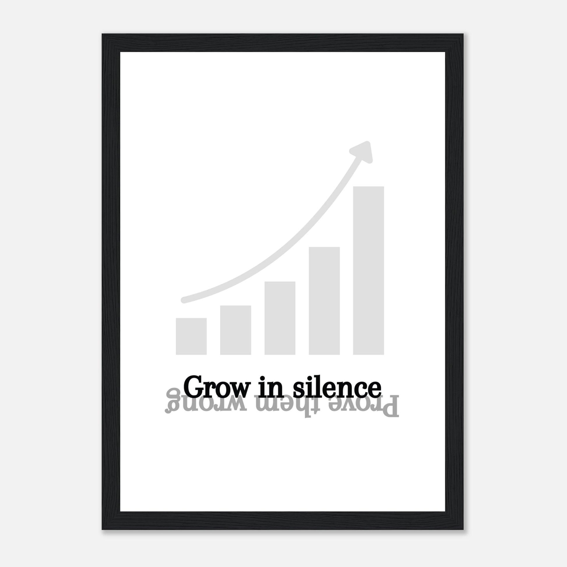 Minimalistisches Poster mit einem Wachstumsdiagramm und motivierendem Spruch über den Weg zum Erfolg.