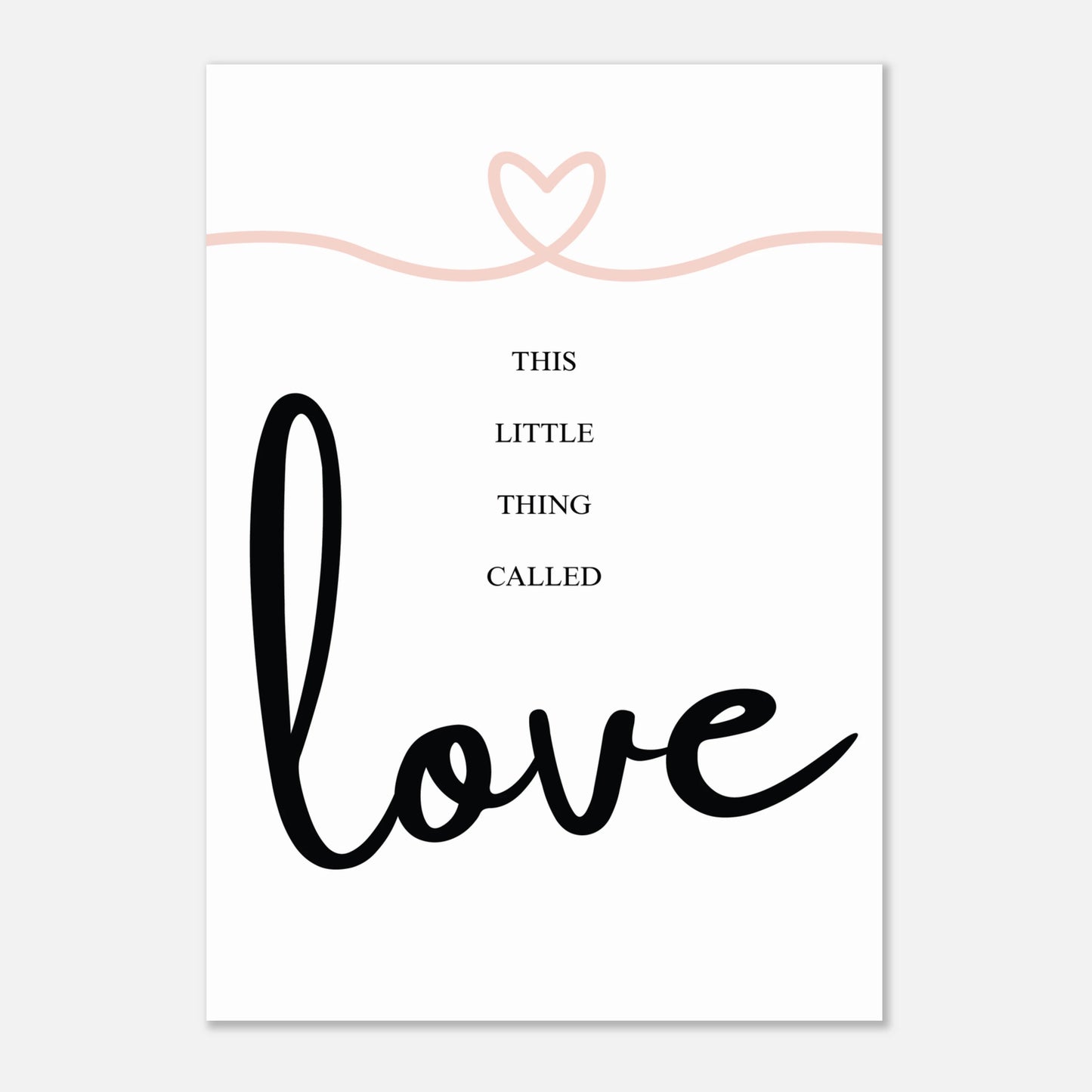 Elegantes Wandbild mit minimalistischem ‚love‘-Schriftzug und einer feinen Herzillustration.